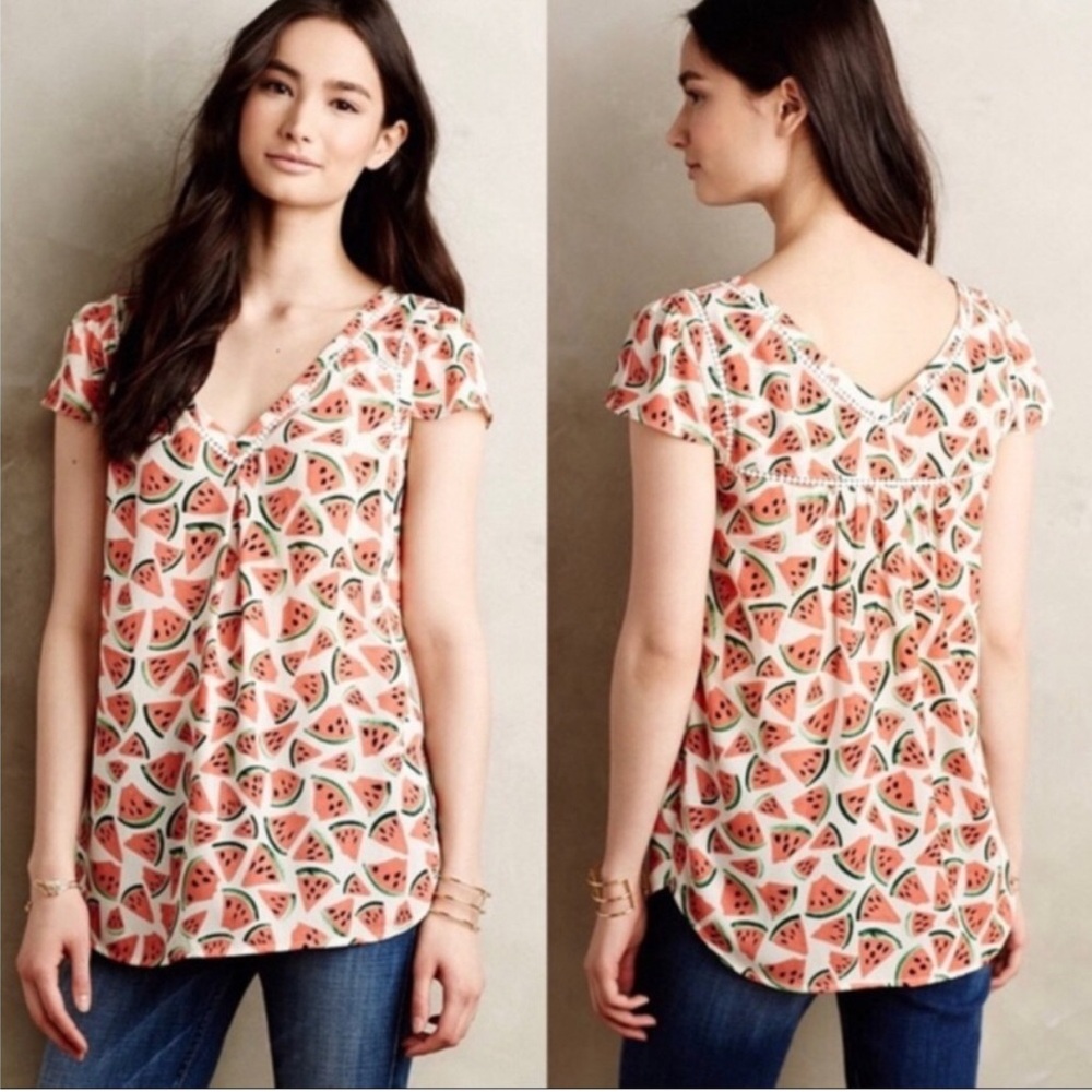 🆕 Anthropologie Maeve Picnic Days Watermelon Top
